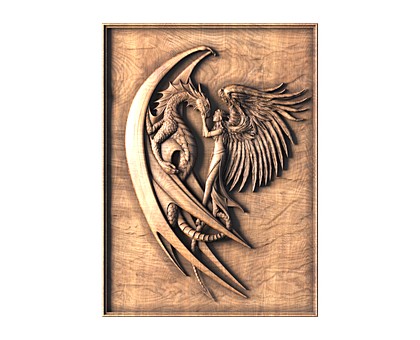 Panel Girl and dragon, 3d models (stl)