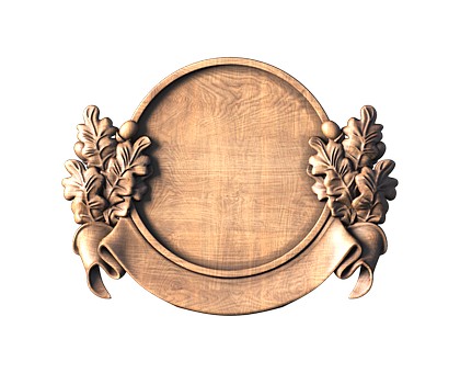 Panel frame with ribbon and leaves, 3d models (stl)