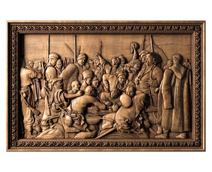 Zaporozhian Cossacks write to the Sultan of Turkey by Ilya Repin, 3d models (stl)