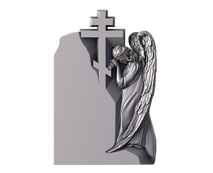 Monument with a cross and an angel, 3d models (stl)