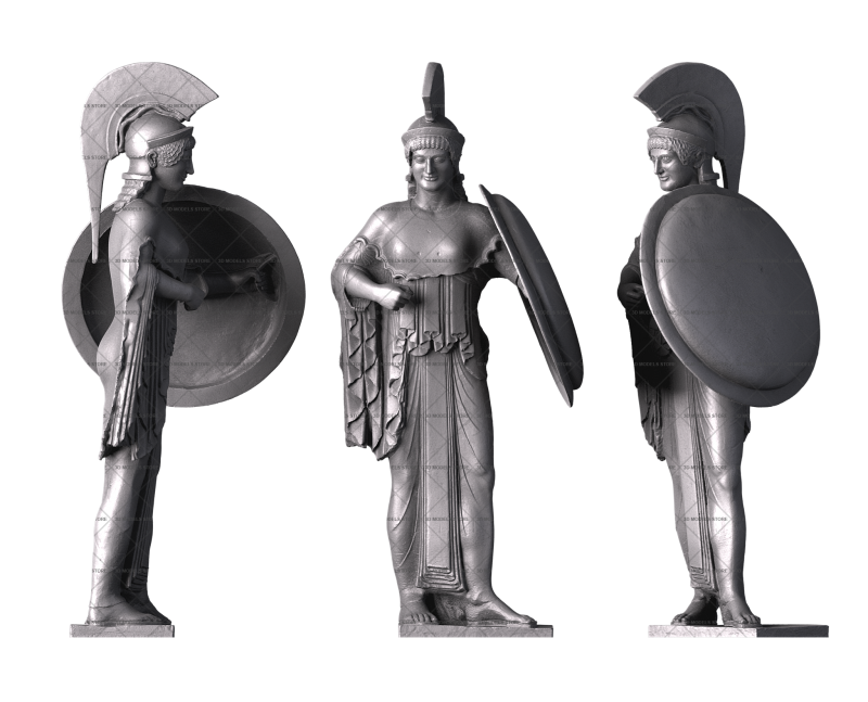 Athena with Shield, 3d models (stl)